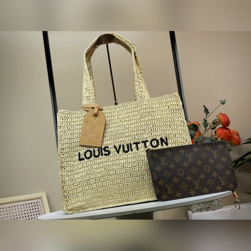 頂級原單複刻獨家實拍 [SUMMER SHOPPER TOTE 中號手袋]M14458 編織(拉菲草)